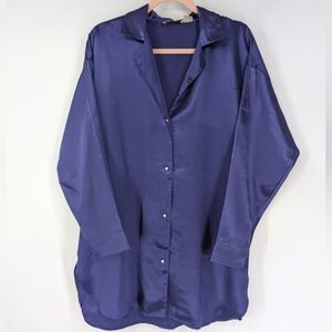 Victoria's Secret Vintage Gold Label Purple Button Down Night Shirt Medium Large